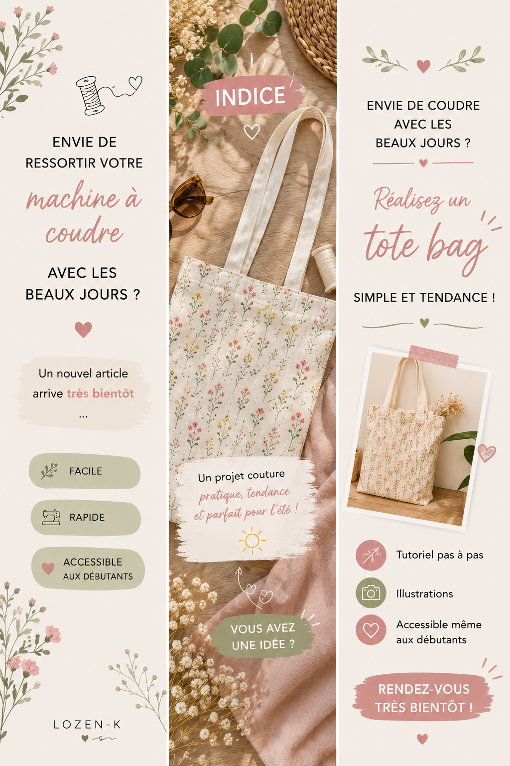 Envie de coudre avec les beaux jours ? Réalisez un tote bag simple et tendance !