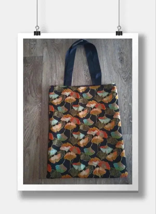 Tote Bag jacquard feuilles gingko multicolore Lozen-k