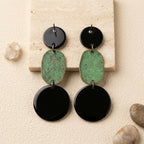 Boucles d’oreilles bohèmes Deux Âmes – Noir & vert-de-gris