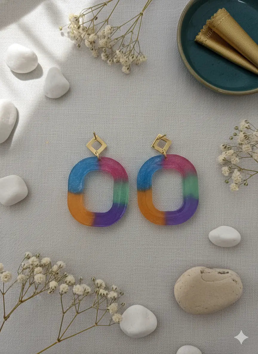 Boucles d'oreilles multicolore Lozen-k