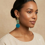 Boucles d’oreilles pendantes turquoise en résine – Inspiration art rupestre Lozen-k