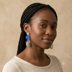 Boucles d’oreilles bohèmes Scarabée Azur – Résine bleue Lozen-k