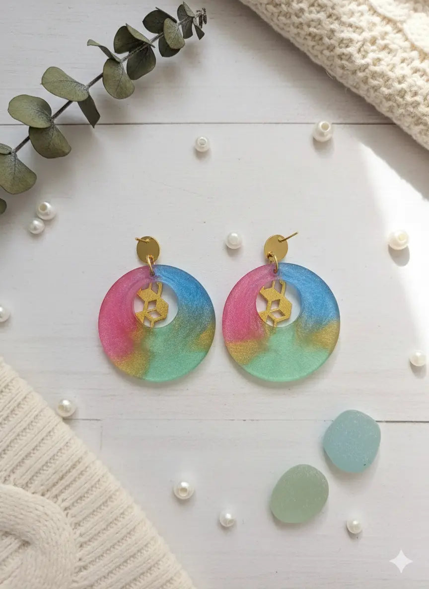 Boucles d'oreilles Hexagones Lozen-k