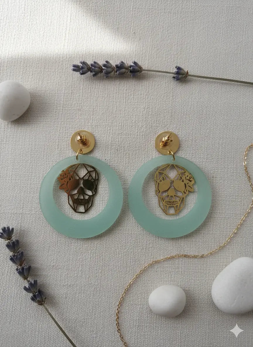 Boucles d’Oreilles “Calavera Jade” Lozen-k