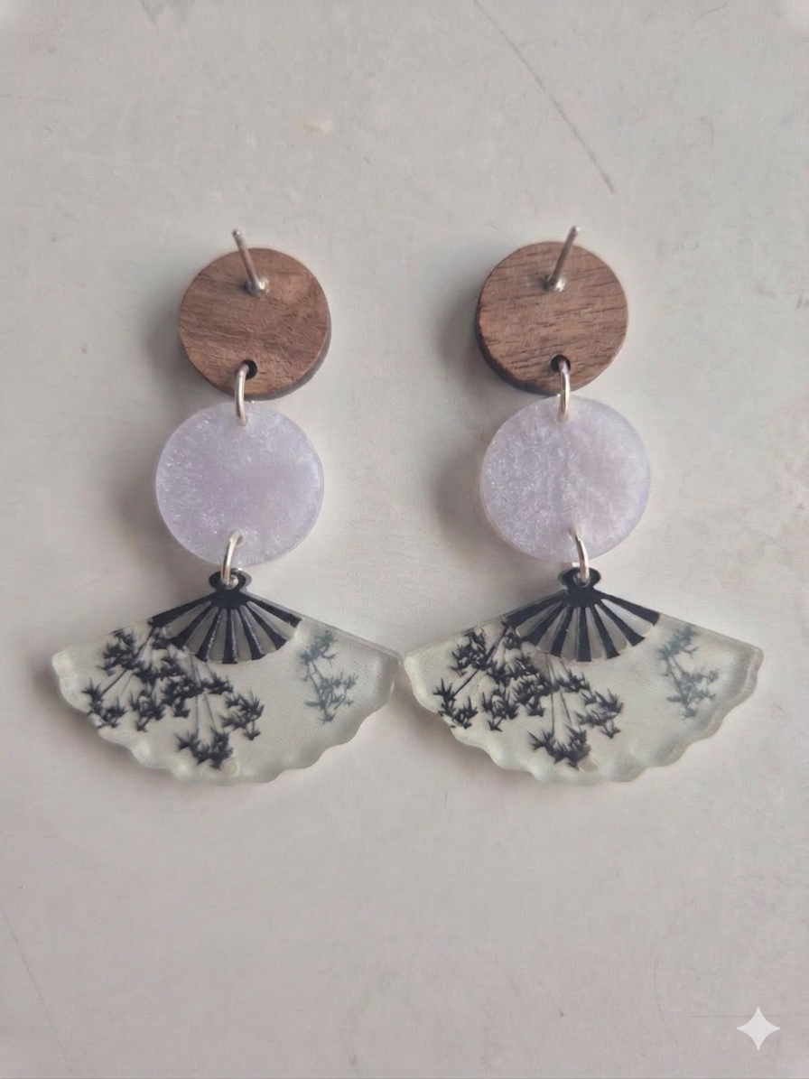 Boucles d'oreilles bohèmes Éventail Sakura
