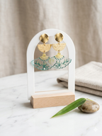 Éventail Zen | Boucles d'oreilles bohèmes pendantes Lozen-k
