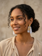Aurore Lavande | Boucles d'oreilles bohèmes pendantes bleu lavande nacré