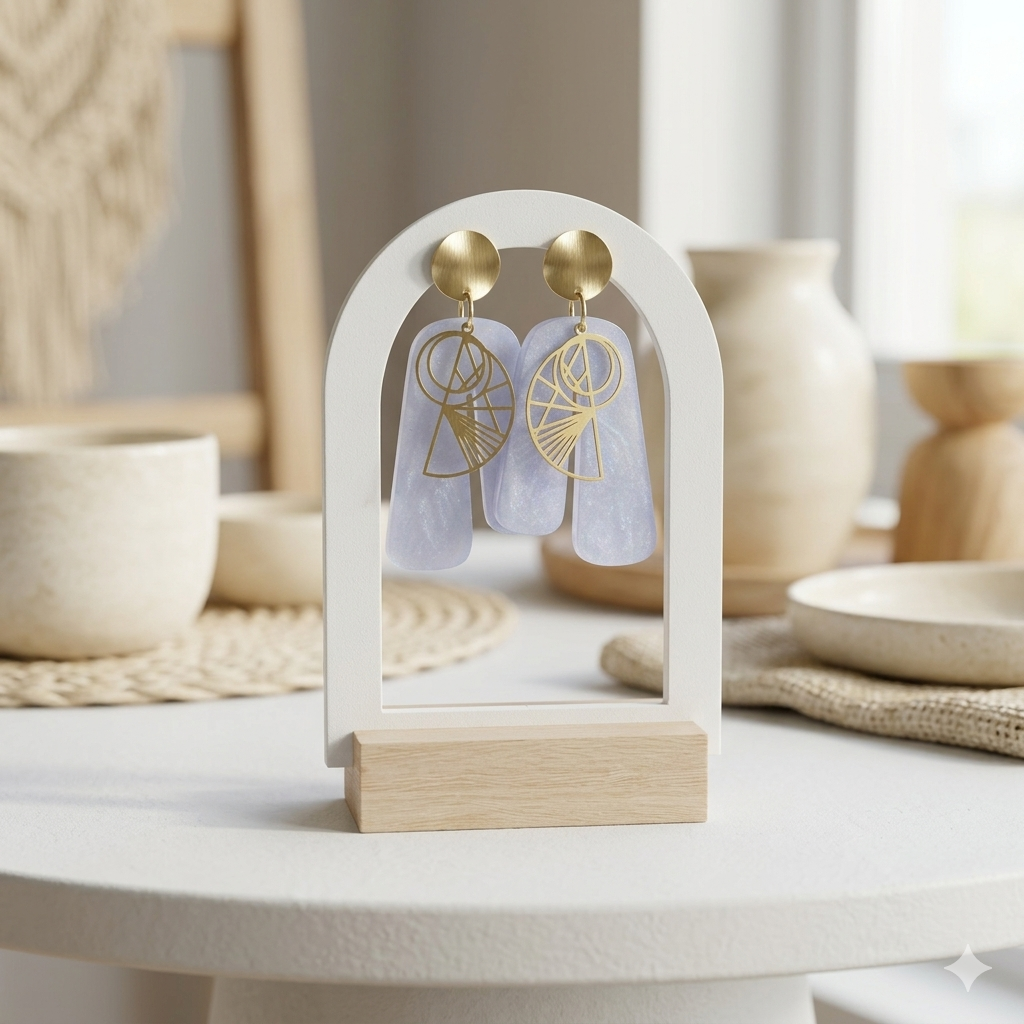 Aurore Lavande | Boucles d'oreilles bohèmes pendantes bleu lavande nacré