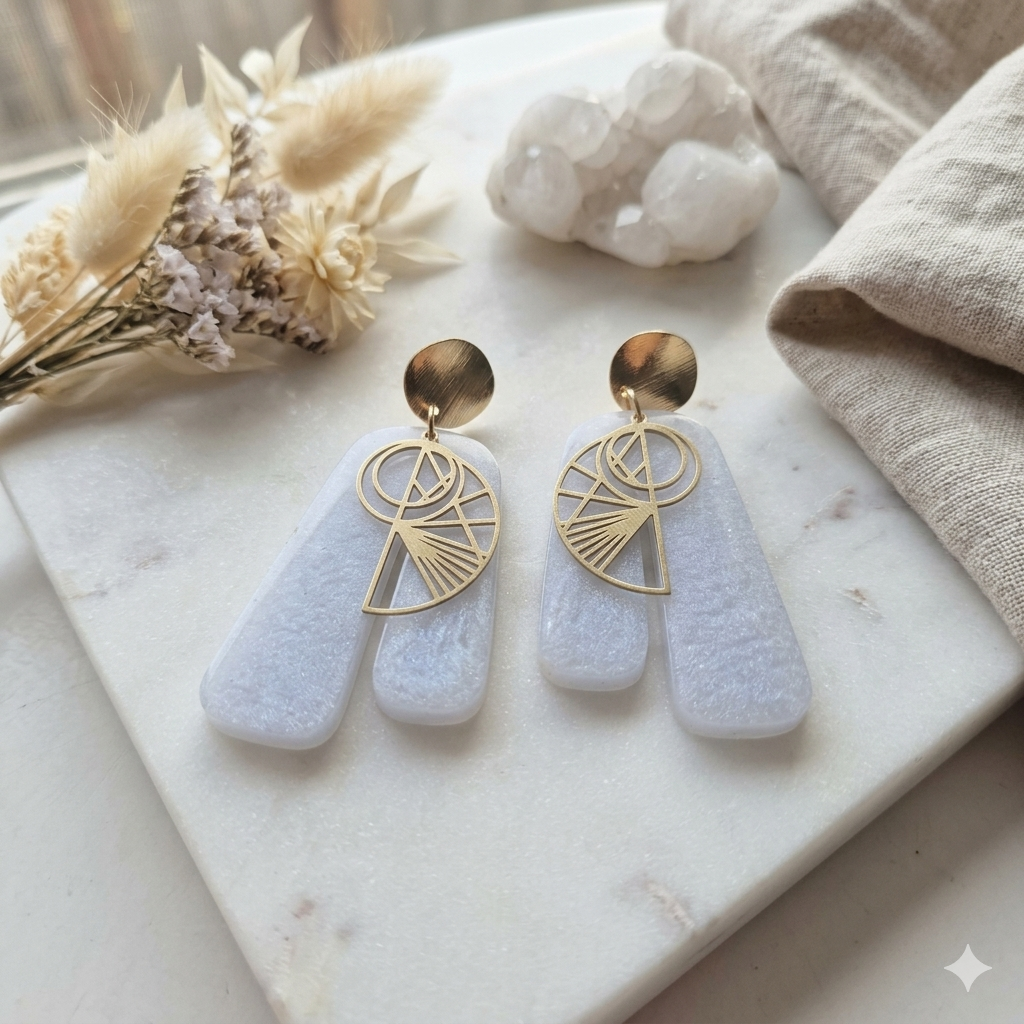 Aurore Lavande | Boucles d'oreilles bohèmes pendantes bleu lavande nacré