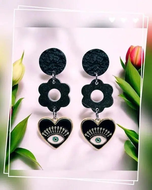 Boucles d'oreilles coeur oeil Talisman Lozen-k