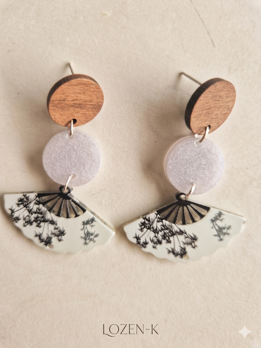 Boucles d'oreilles bohèmes Éventail Sakura