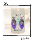Boucles d’oreilles féeriques en résine violette & fée argentée Lozen-k