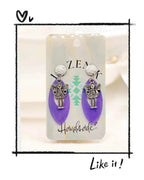 Boucles d’oreilles féeriques en résine violette & fée argentée Lozen-k