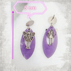 Boucles d’oreilles féeriques en résine violette & fée argentée Lozen-k