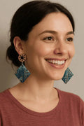 Boucles d'oreilles forme géométrique et bois Lozen-k