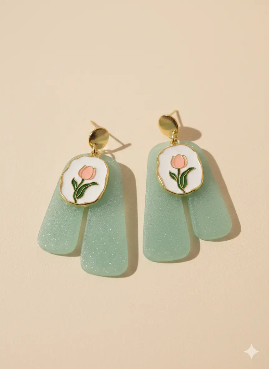 Boucles d’oreilles Tulipe de Jade Lozen-k
