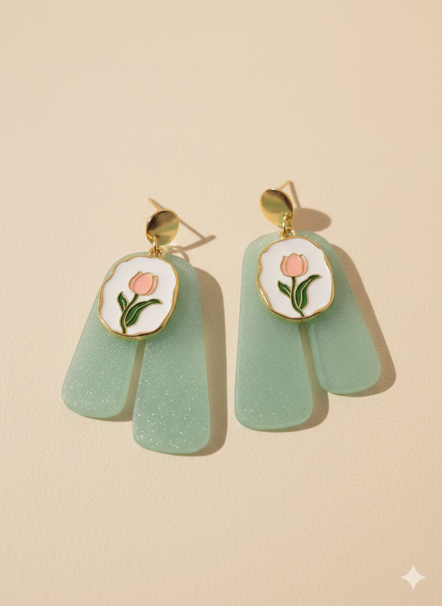 Boucles d’oreilles Tulipe de Jade
