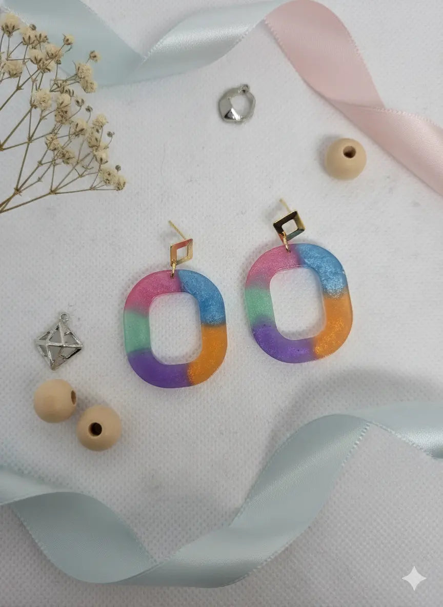 Boucles d'oreilles multicolore Lozen-k