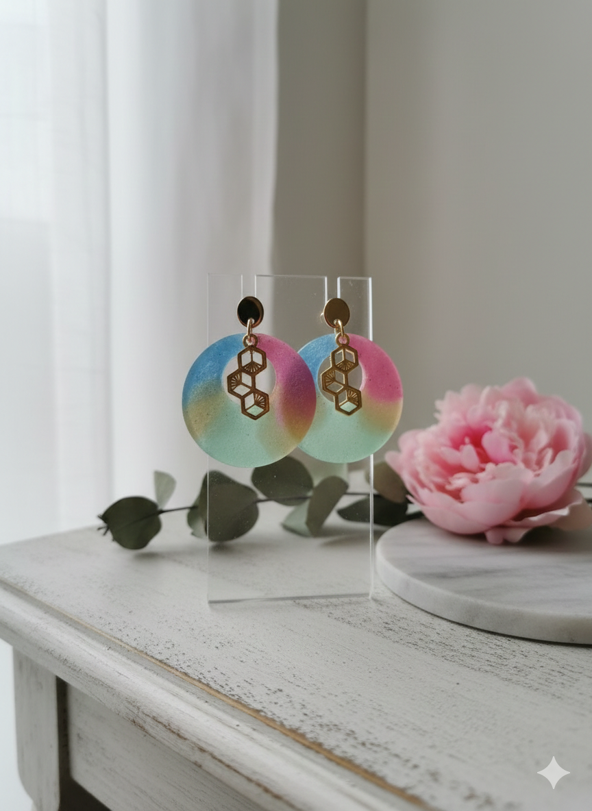 Boucles d'oreilles Hexagones