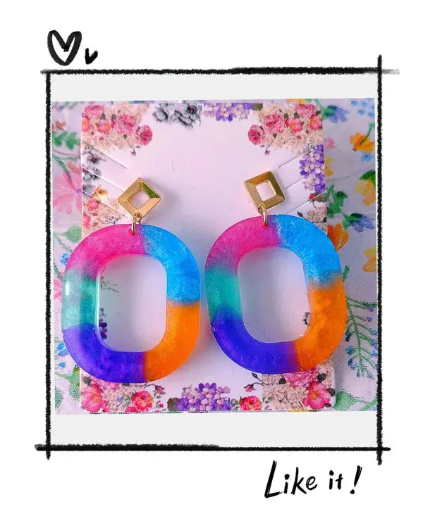 Boucles d'oreilles multicolore Lozen-k