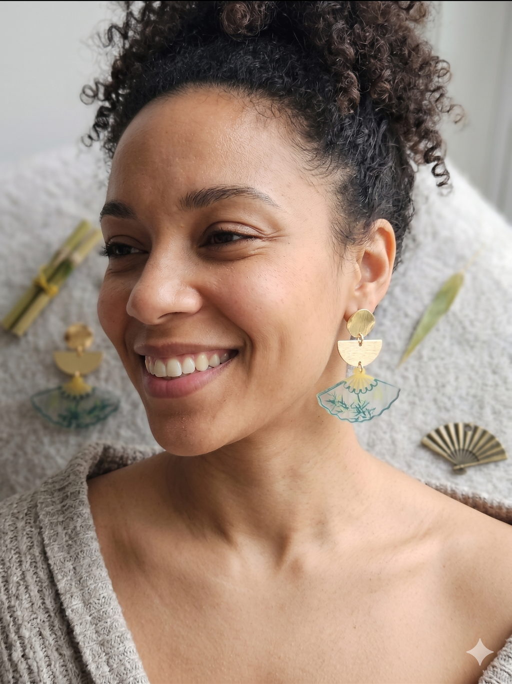 Éventail Zen | Boucles d'oreilles bohèmes pendantes