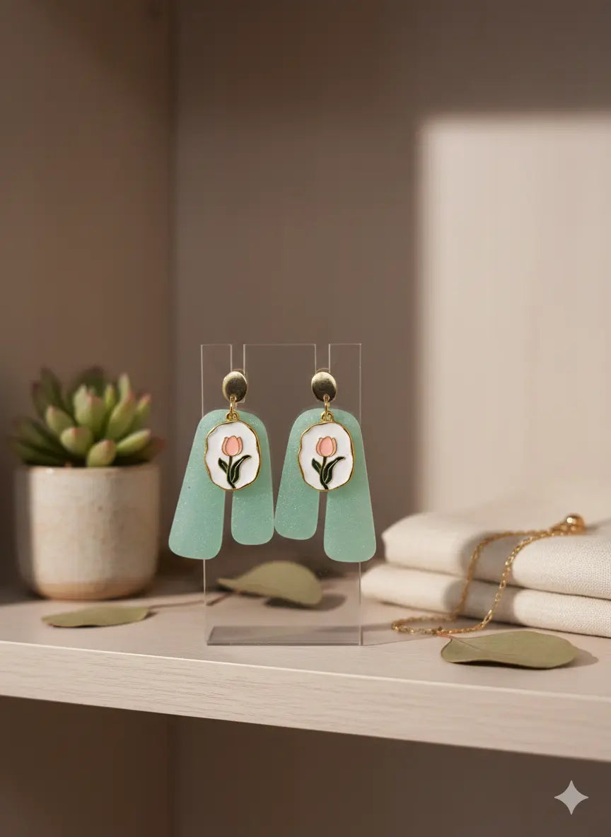 Boucles d’oreilles Tulipe de Jade Lozen-k