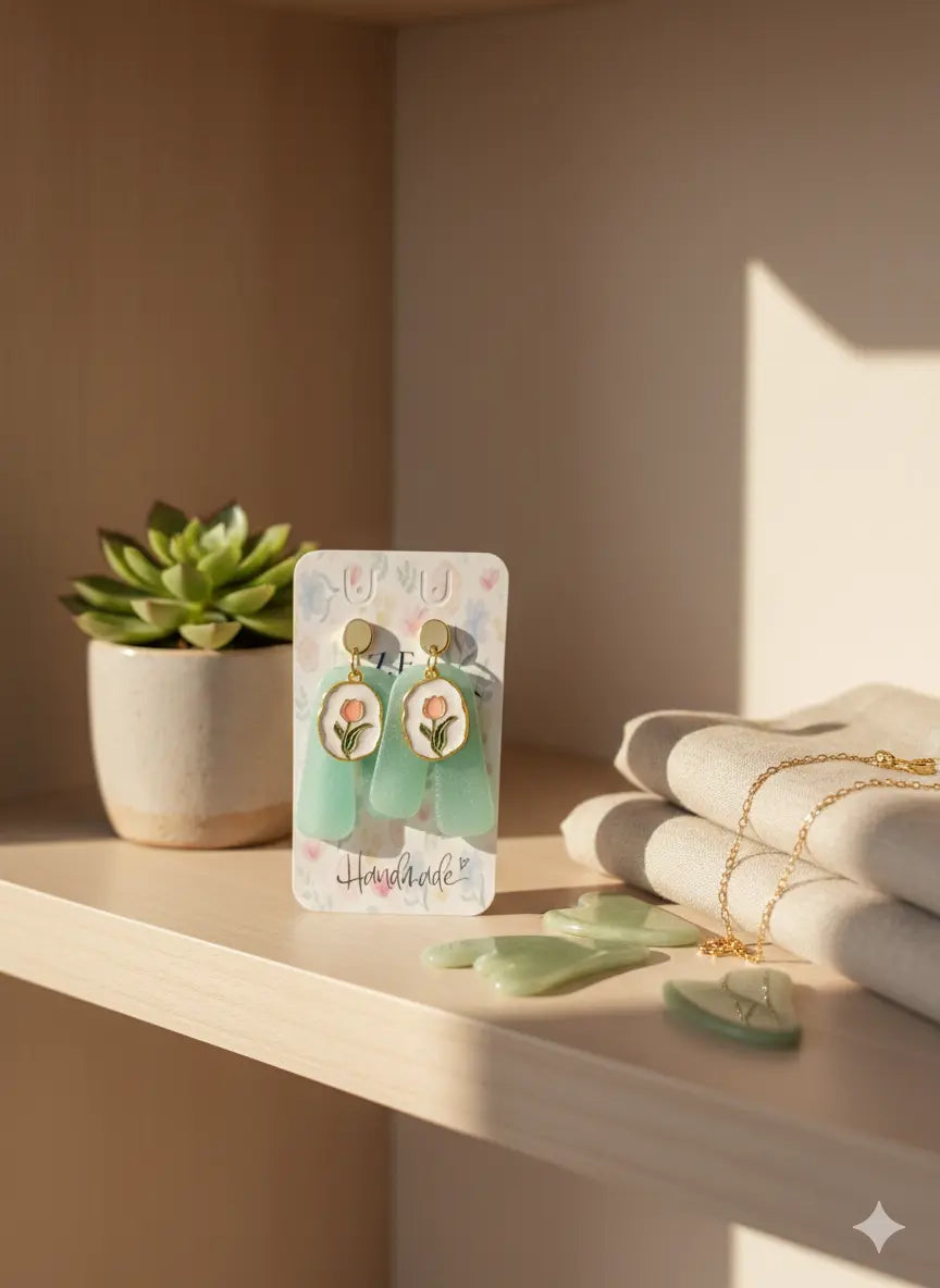 Boucles d’oreilles Tulipe de Jade Lozen-k