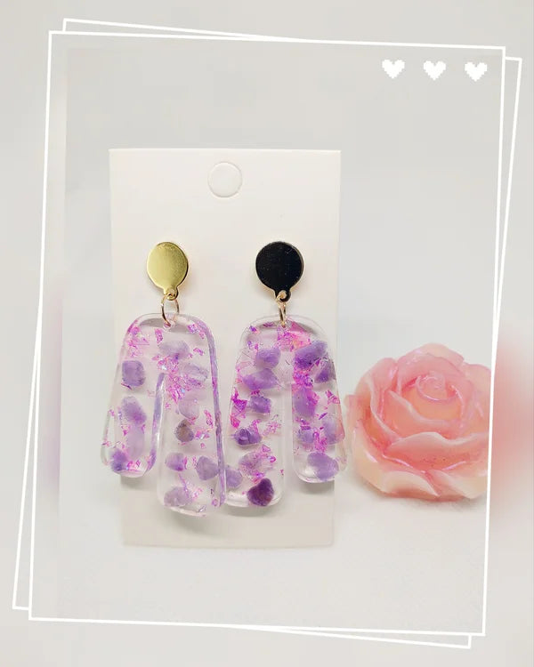 Boucles d'oreilles résine et améthyste