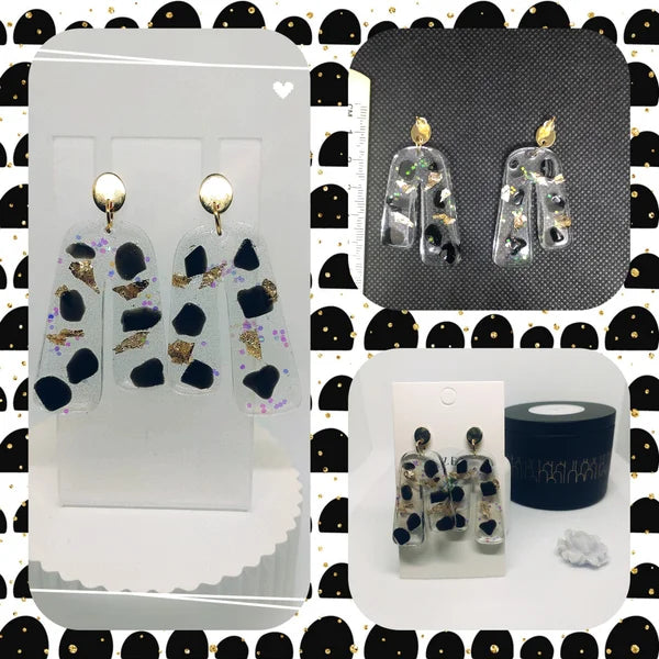 Boucles d'oreilles résine et obsidienne