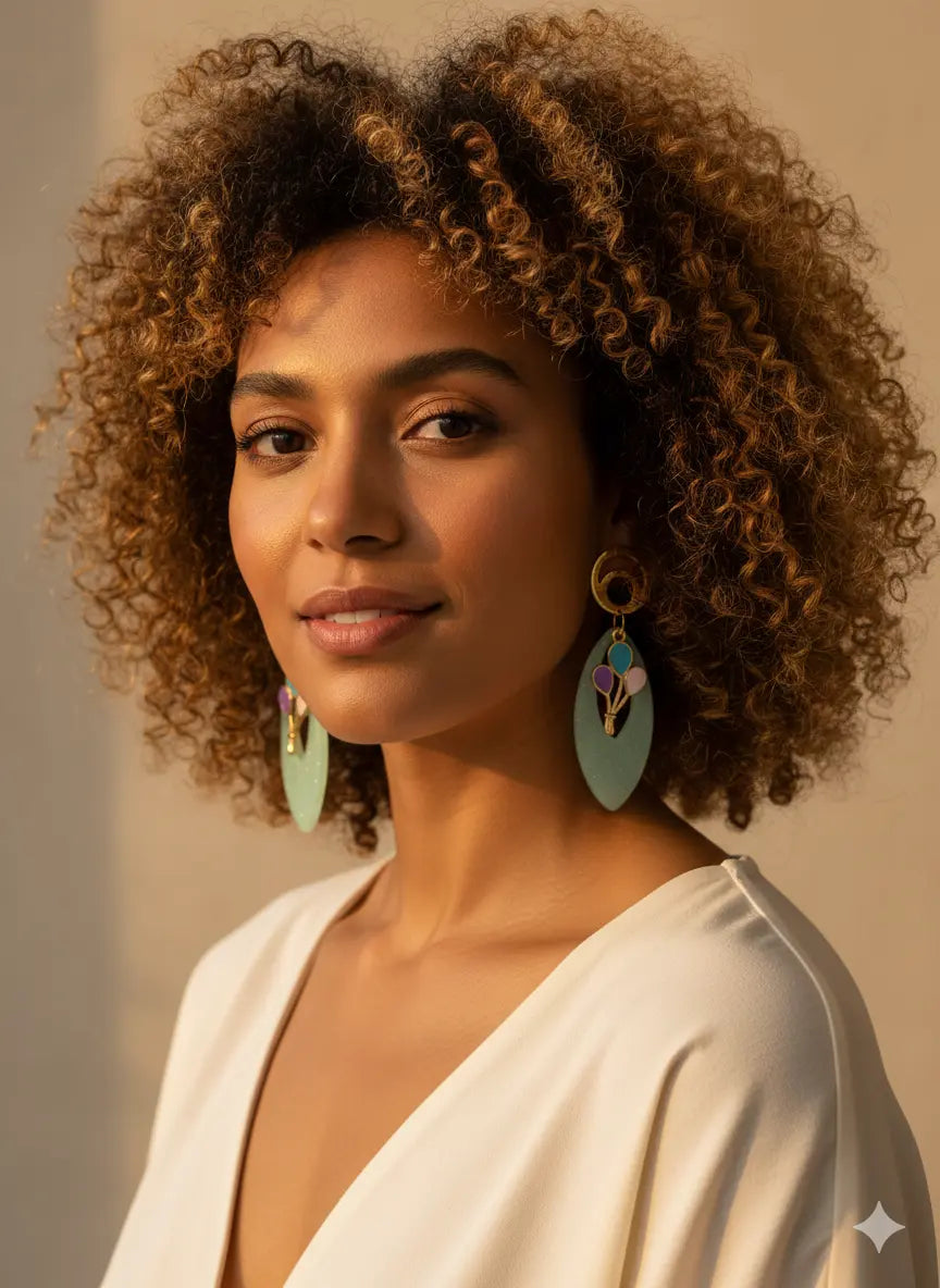 Évasion Céleste – Boucles d’oreilles pendantes vert jade Lozen-k