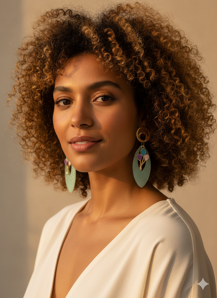 Évasion Céleste – Boucles d’oreilles pendantes vert jade