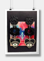 Boucles d'oreilles coeur oeil Talisman Lozen-k