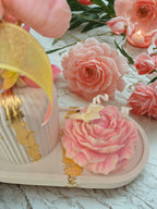 Bougie parfumée Tendresse Florale – Vase décoratif, bouquet en cire & bougie pivoine Lozen-k