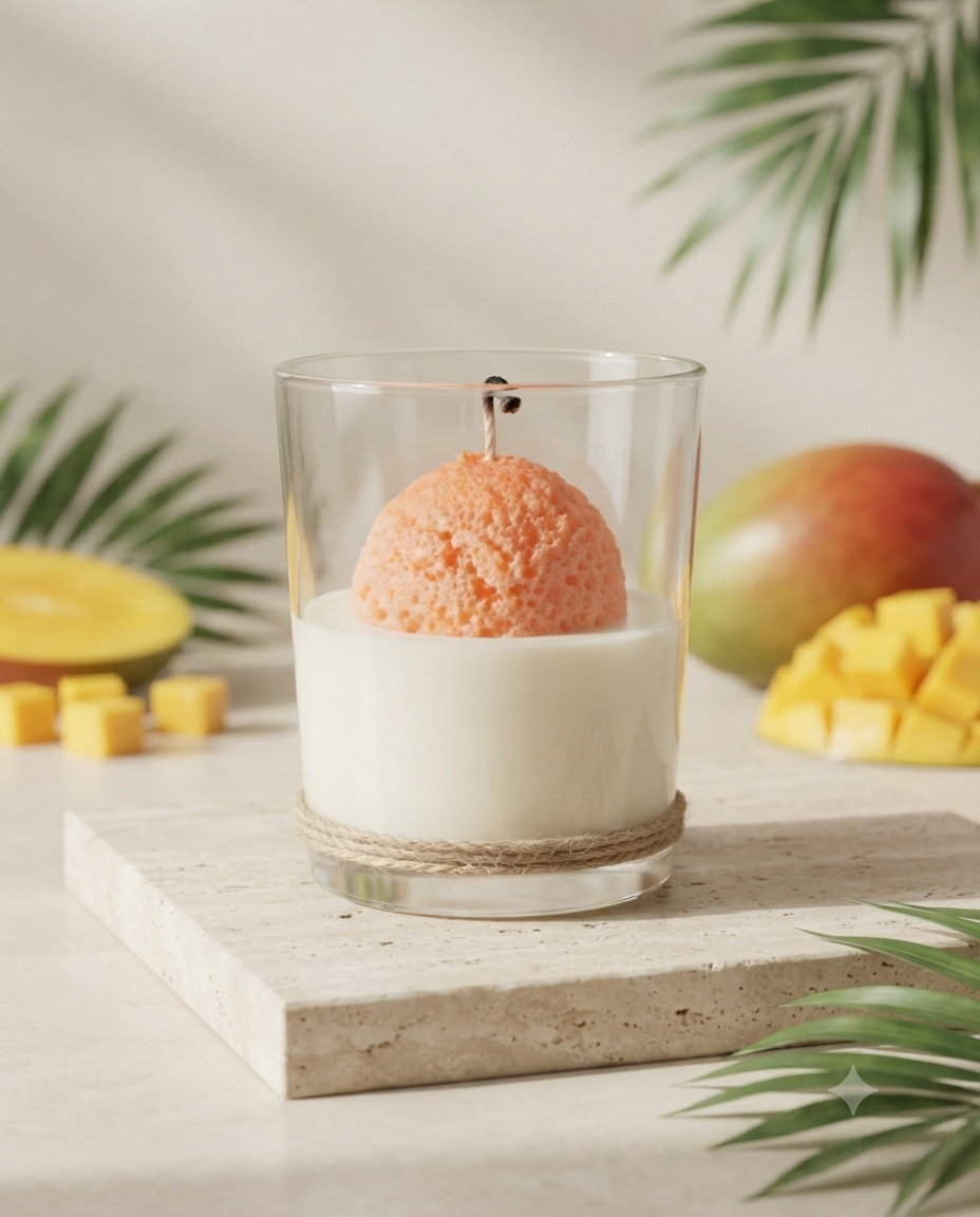 Bougie parfumée Mangue 345 g – Bougie parfumée fruitée et décorative
