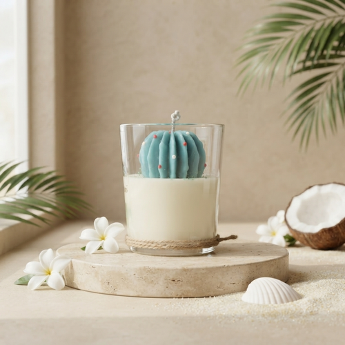 Bougie parfumée Monoï – Petit cactus décoratif