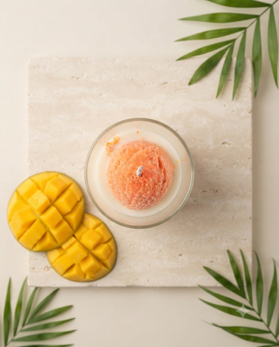 Bougie parfumée Mangue 345 g – Bougie parfumée fruitée et décorative