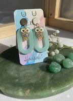 Boucles d'Oreilles Hibou Jade Doré Lozen-k