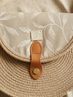 Sac en corde beige bohème – Sac bandoulière fait main avec rabat jacquard feuilles Lozen-k