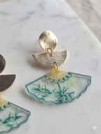 Éventail Zen | Boucles d'oreilles bohèmes pendantes Lozen-k