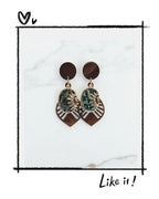 Eclat Solaire – Boucles d’oreilles en bois & laiton doré Lozen-k