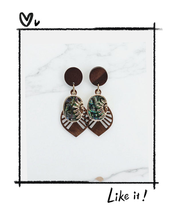 Eclat Solaire – Boucles d’oreilles en bois & laiton doré