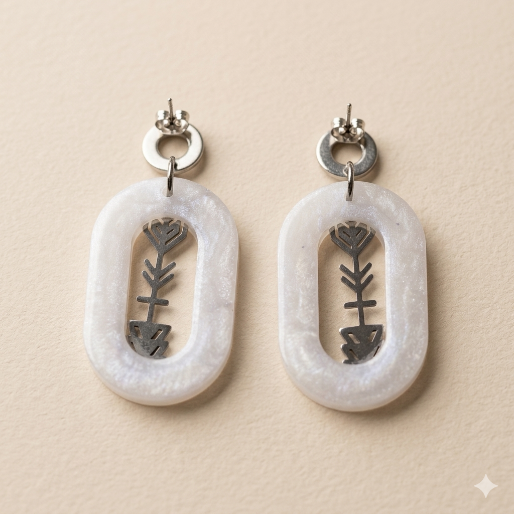 Flèche Boréale – Boucles d'oreilles bohèmes bleu lavande nacré