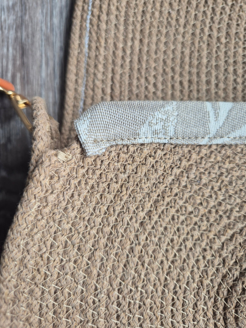 Sac en corde beige bohème – Sac bandoulière fait main avec rabat jacquard feuilles Lozen-k