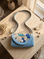 Sac Bandoulière en Corde Bleu Ciel & Rabat Wax Fleuri – Sac Bohème Chic Lozen-k