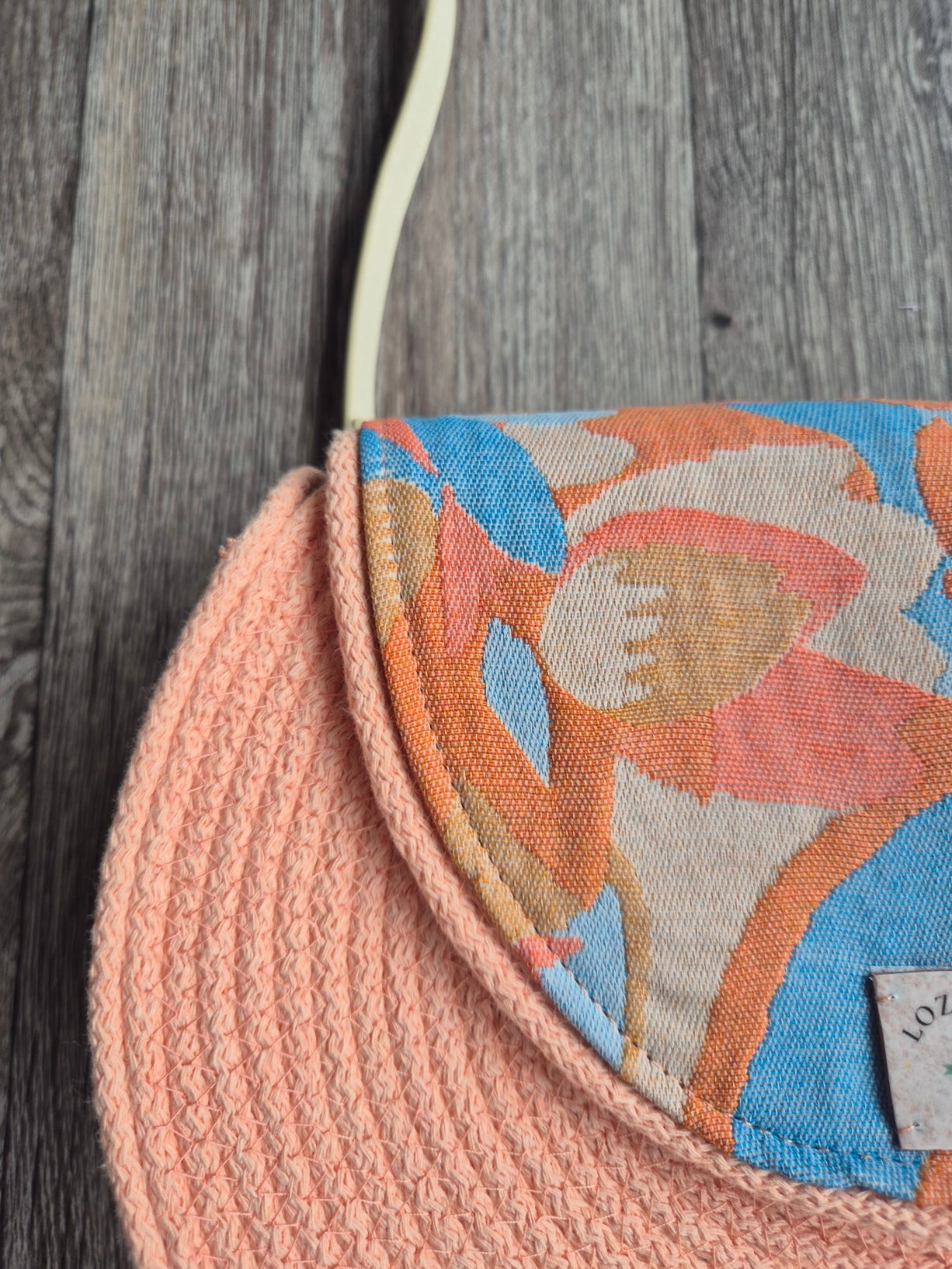 Sac en corde pêche pastel – Sac bohème chic fait main Lozen-k