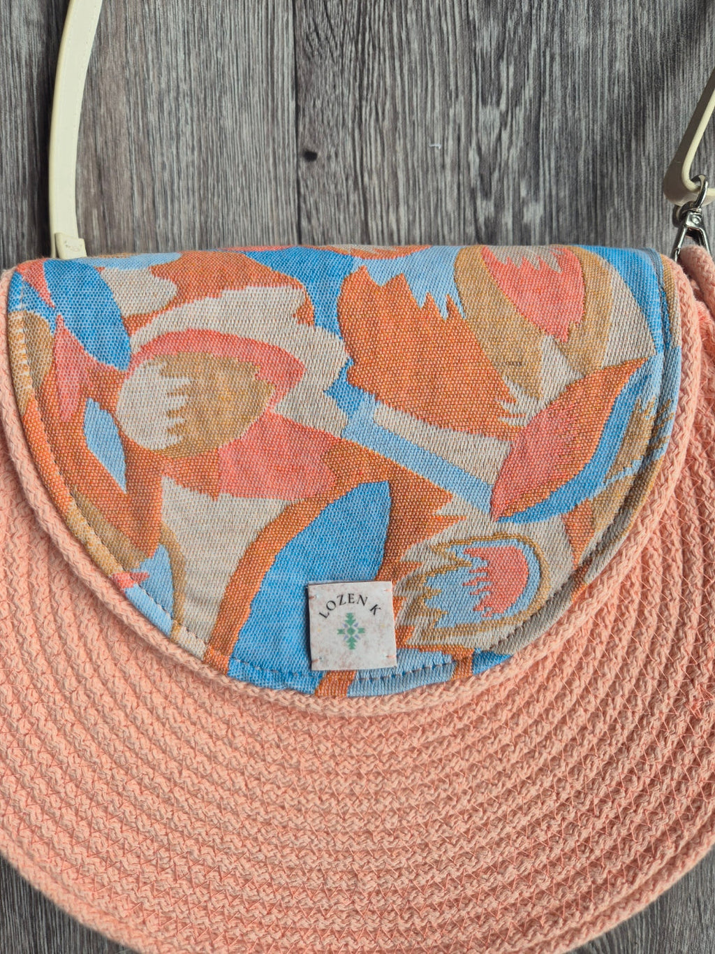 Sac en corde pêche pastel – Sac bohème chic fait main Lozen-k