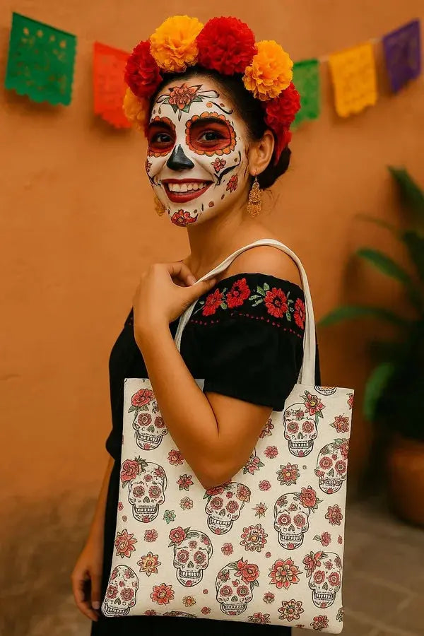 Tote Bag Dia De Los Muertos simili cuir Lozen-k