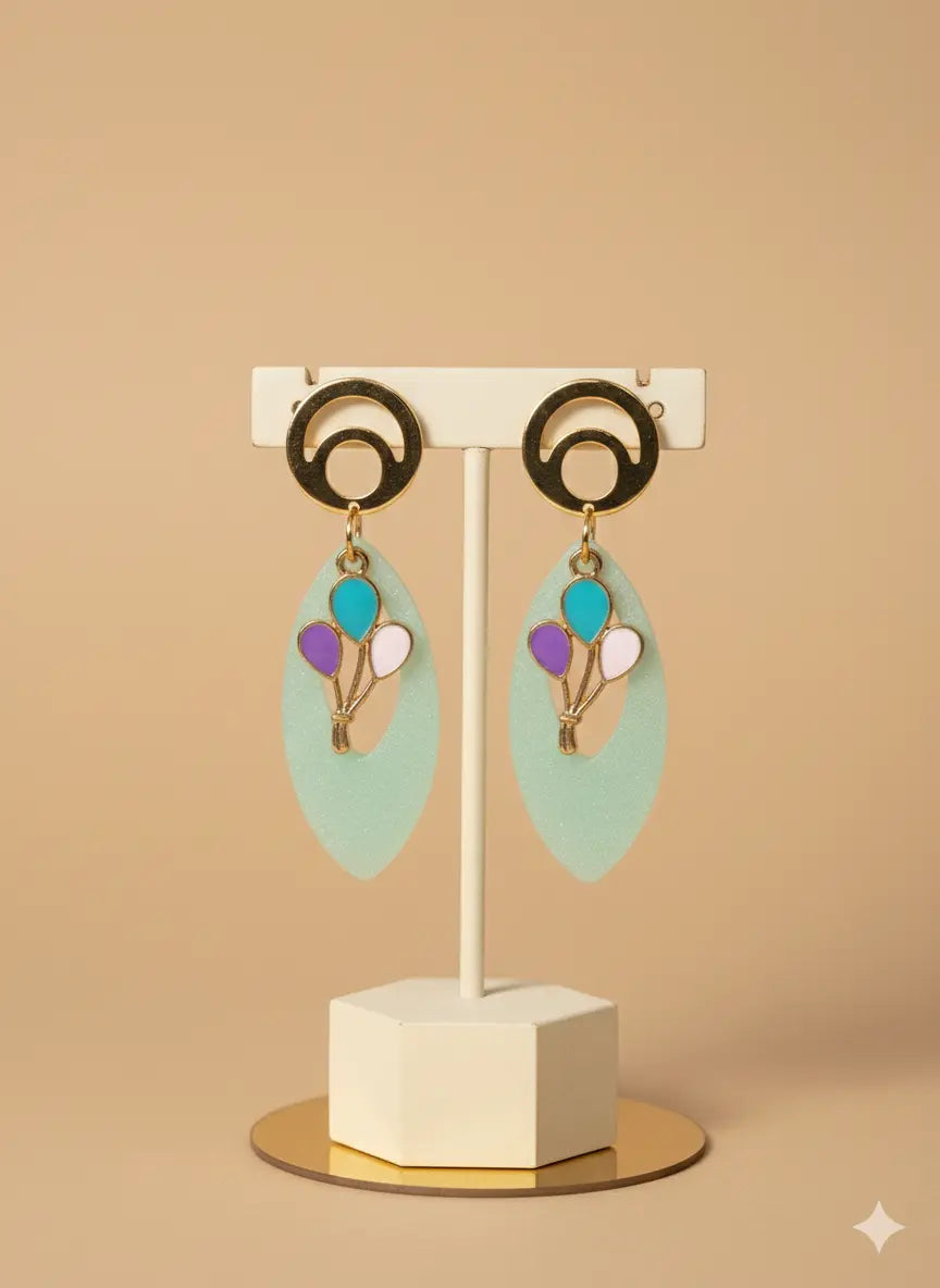 Évasion Céleste – Boucles d’oreilles pendantes vert jade Lozen-k