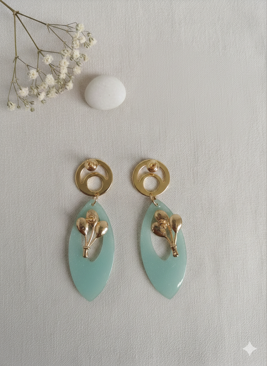 Évasion Céleste – Boucles d’oreilles pendantes vert jade