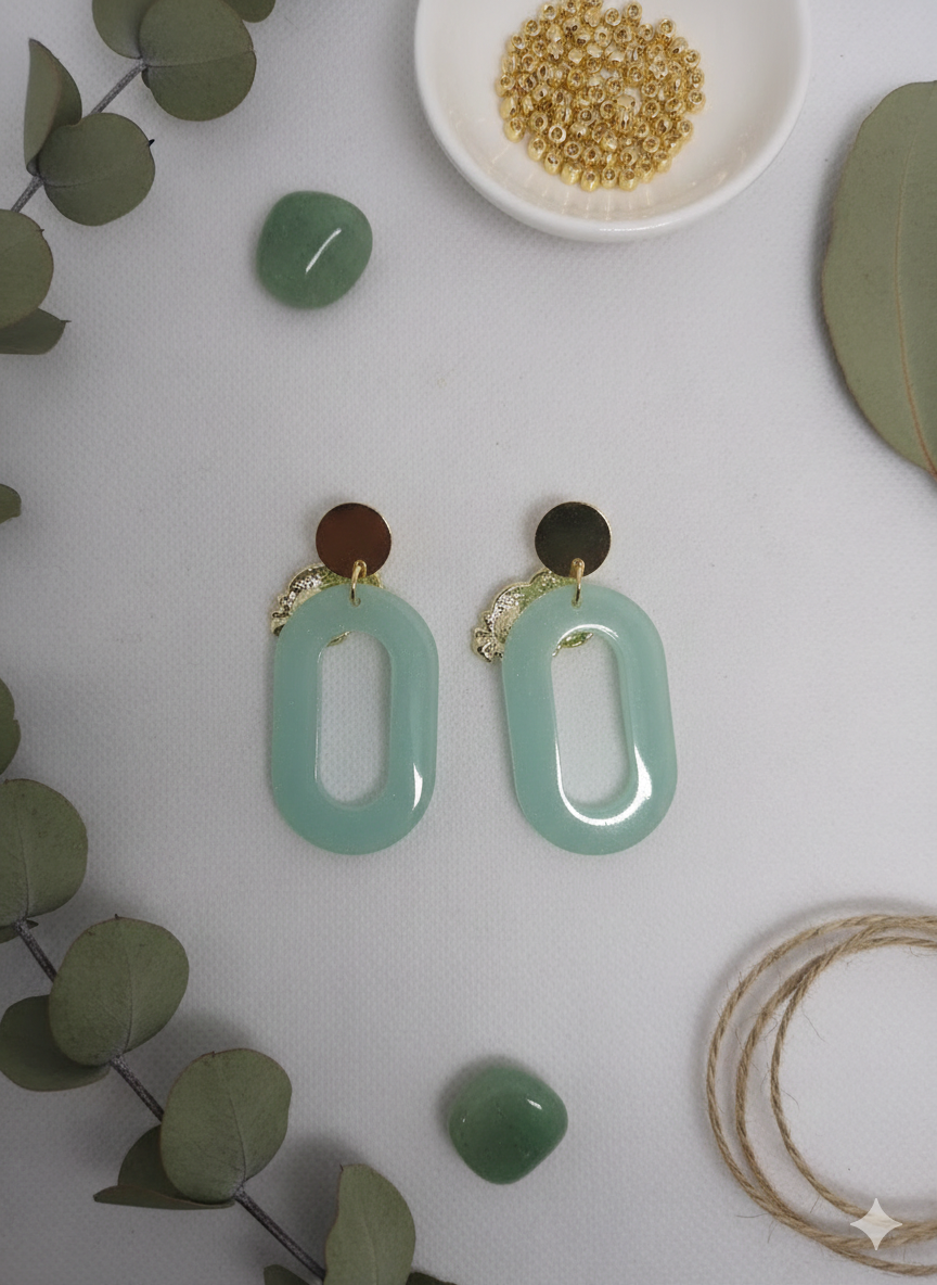 Boucles d'Oreilles Hibou Jade Doré